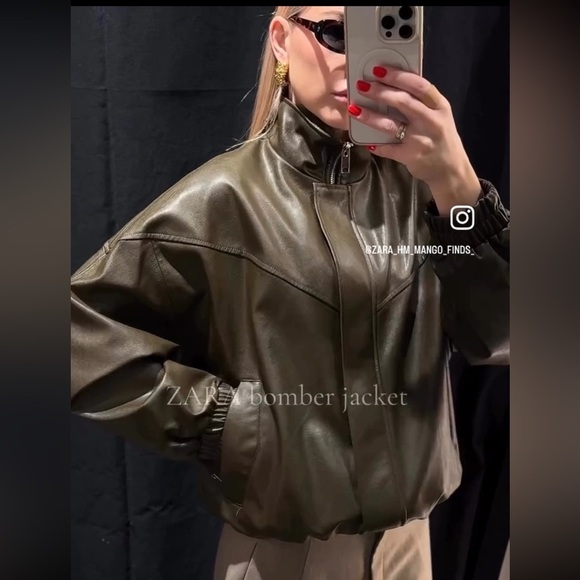 Zara Jackets & Blazers - TREND NEW  ZARA FAUX LEATHER HIGH COLLAR BOMBER JACKET 
🚨FIRM PRICE NO DISCOUNT